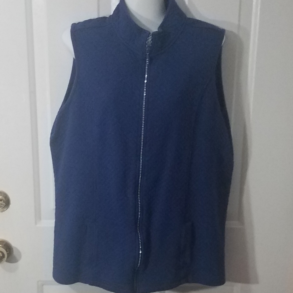 Quacker Factory Blue Sleeveless Rhinestone Zipper - Picture 1 of 4